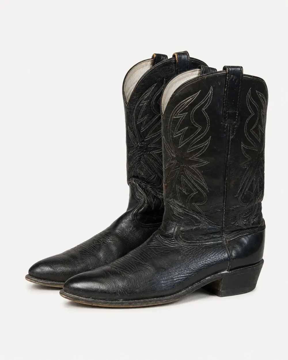 Vintage 1979 Acme 4710 Black Leather Cowboy Western Boots SIZE 11 D
